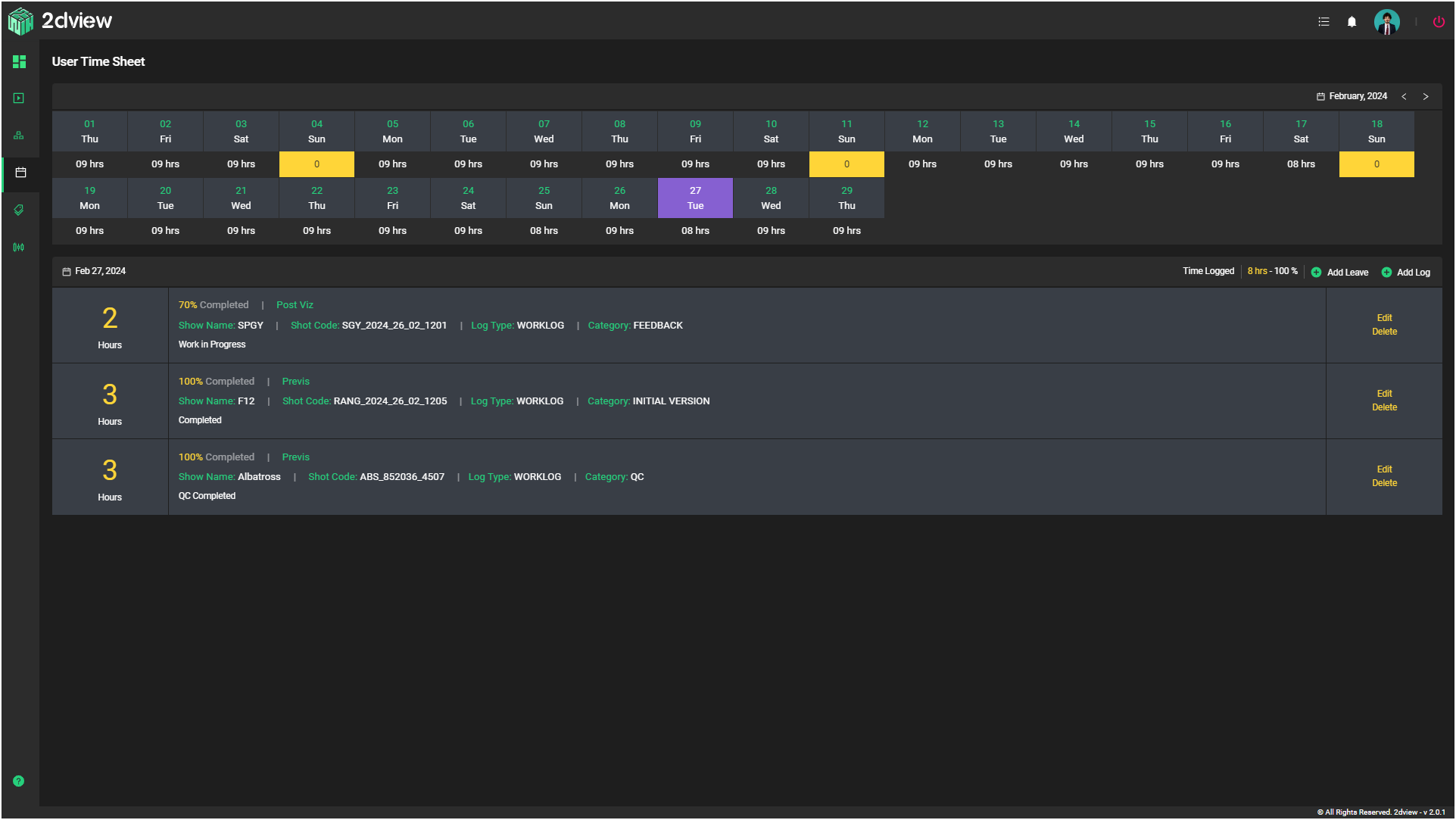 timesheet 1 | 2dview